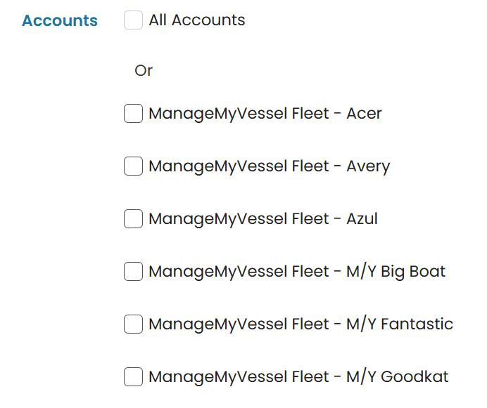 Scope the account to the right vessel, then Submit