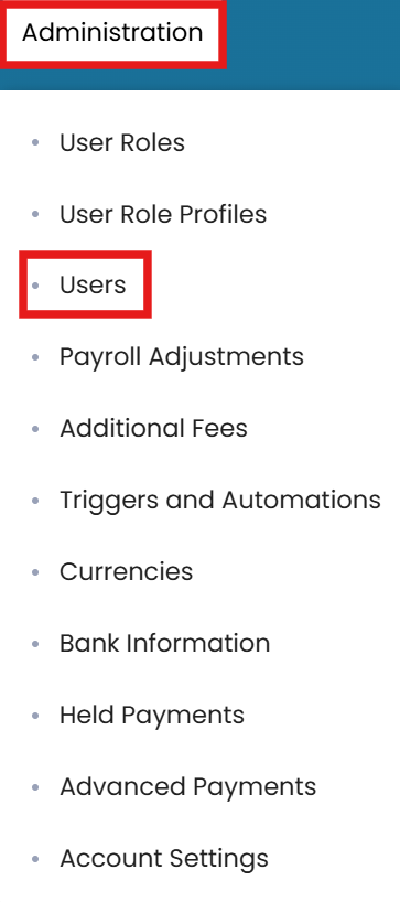 Administration → Users on the blue ribbon