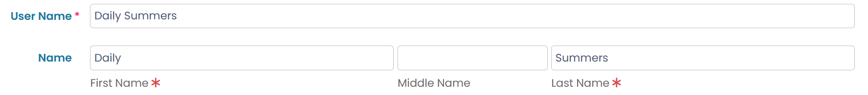 Enter a unique username and the user's name