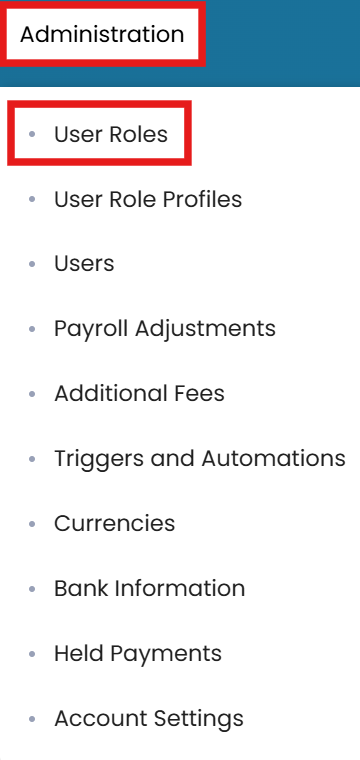 Administration → User Roles on the blue ribbon