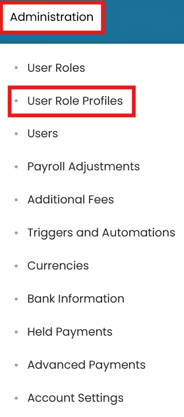 Administration → User Role Profiles