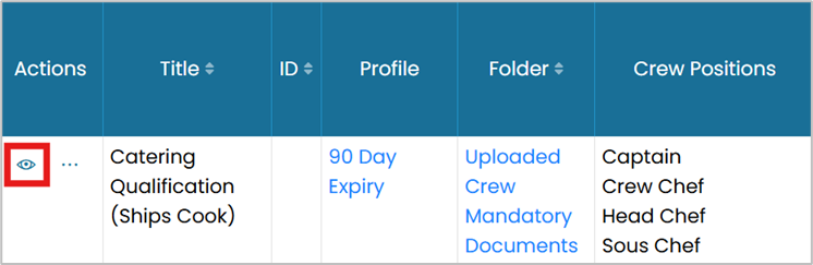Click the View icon next to a document