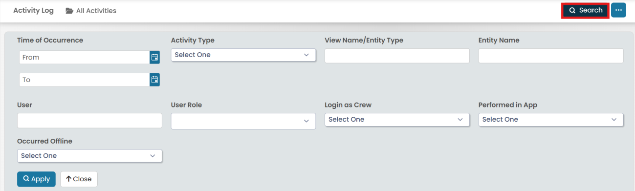 Filter with Search, then export to Excel or PDF